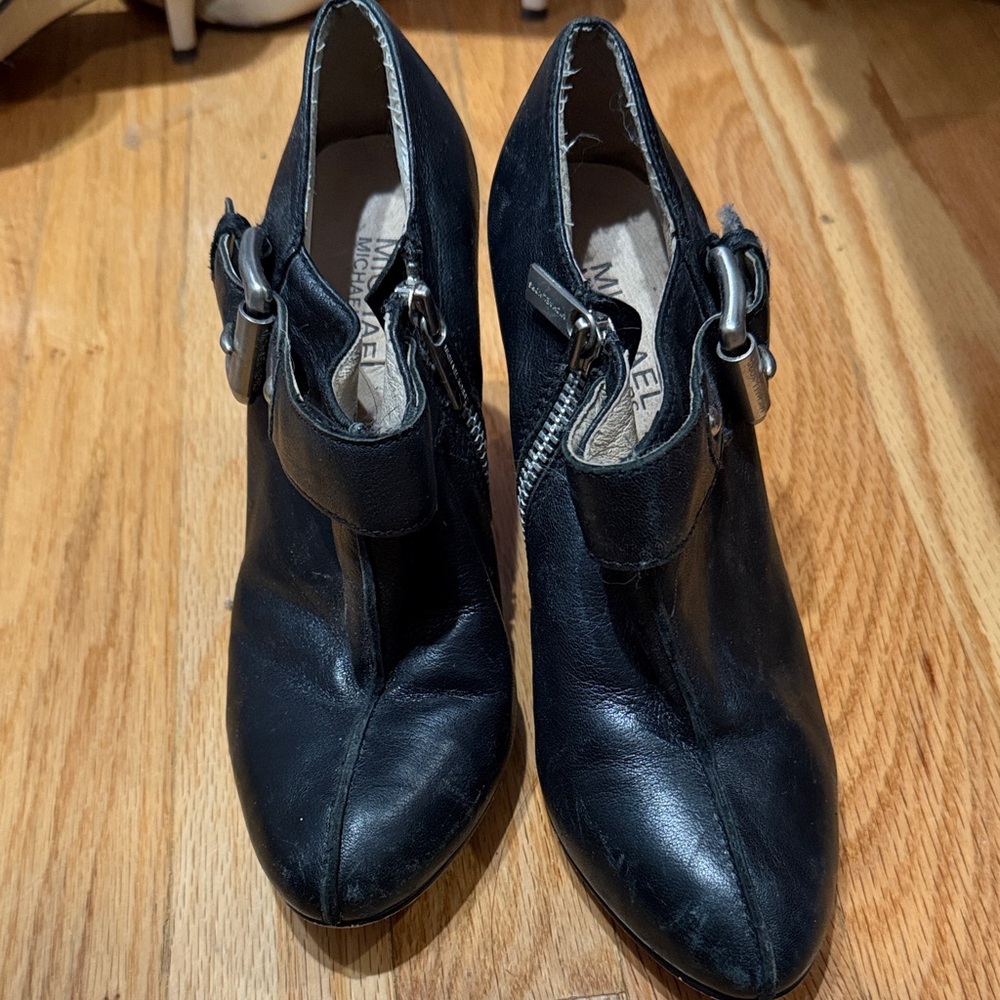 Michael Kors Black Ankle Booties with Buckle Detail